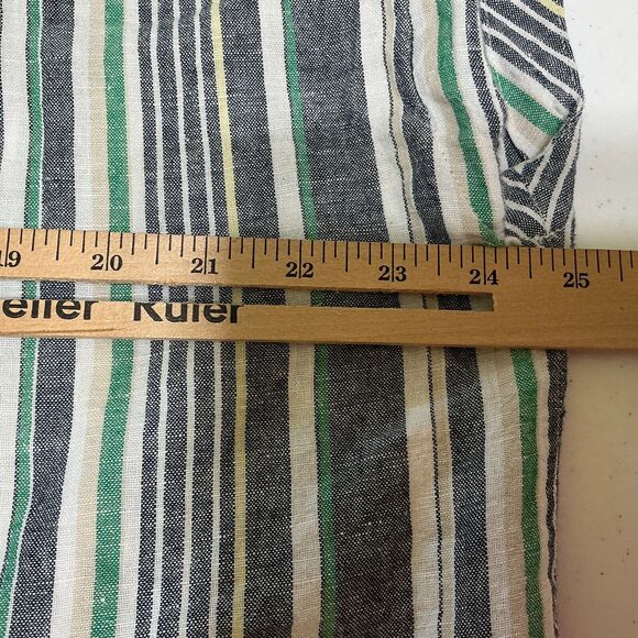 Liz ClaiborneWoman's Striped Button Front Shirt Cap Sleeves Size XL Linen Blend - Picture 8 of 8